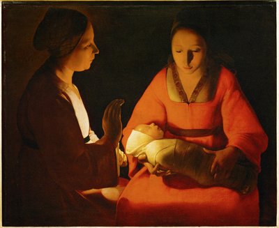 新生児（キャンバスに絵画） 作： Georges de la Tour
