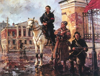 「10 月革命の最初の日」、ロシア、1917 年 1949 年 作： Georgi Savitsky