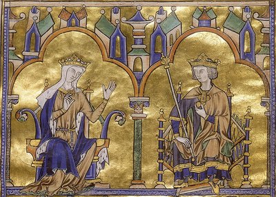 カスティーリャのブランシュとフランスのルイ 9 世王、1227 ～ 1234 年頃のセントルイスのトレド道徳聖書より 作： Georgia Levan Ramishvili from Tbilisi