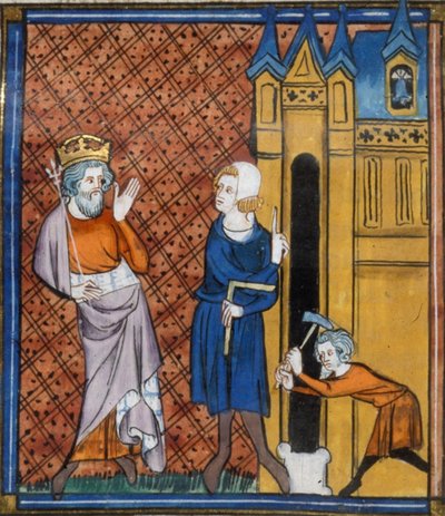 エクス大聖堂を建設するシャルルマーニュ、『Chroniques de France ou de St Denis』より、14世紀 (22716435125) 作： トビリシのGeorgiaLevanRamishvili