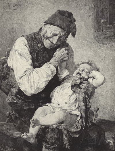 いたずらな男の子の彫刻 作： Georgios Jakobides