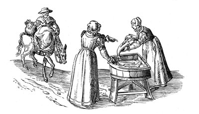 市場の魚屋、1572 作： Georgius Braun