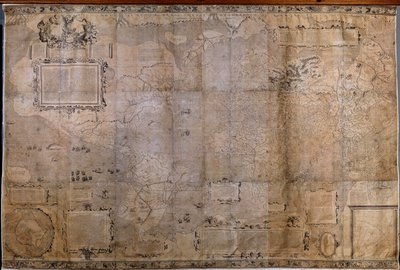 世界の地理地図。ジェラード・メルカトール（1512-1594）の投影図から見たオランダの学校の地図 作： Gerard (after) Mercator