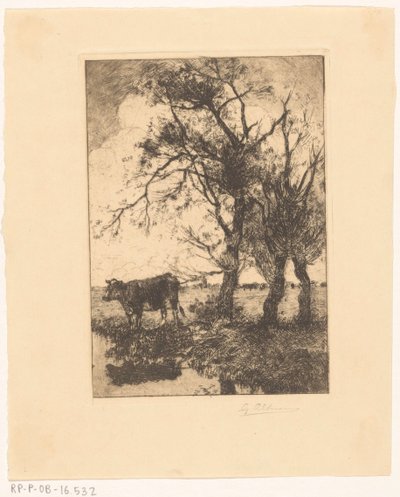 水辺の牛 作： Gerard Altmann (signed by artist)