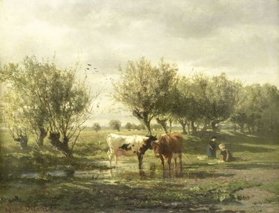 池の牛 作： Gerard Bilders (signed by artist)