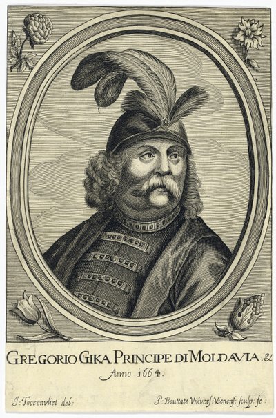 Grigore I Ghica (Ghika) (1628-1675)、Wallachia par Bouttats の王子、ジェラール (1630 年頃 - 1668 年以降)。 銅版画、1664年頃、個人蔵 作： Gerard Bouttats