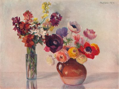 アネモネとウォールフラワー、c1909 作： Gerard Chowne