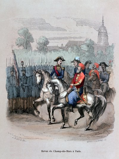 「イブラヒム・パシャによるミリタリー・レビュー、シャン・ド・マルス、パリ」、c1846 1847 作： Gerard Corbiau