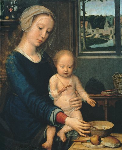 マドンナと子供とミルクスープ、1510〜1515年 作： Gerard David