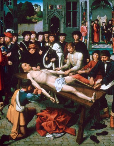 シサムネスの羽化、詳細、1498 作： Gerard David