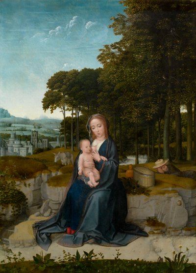 エジプトへの逃避の残り（パネルに油彩） 作： Gerard David