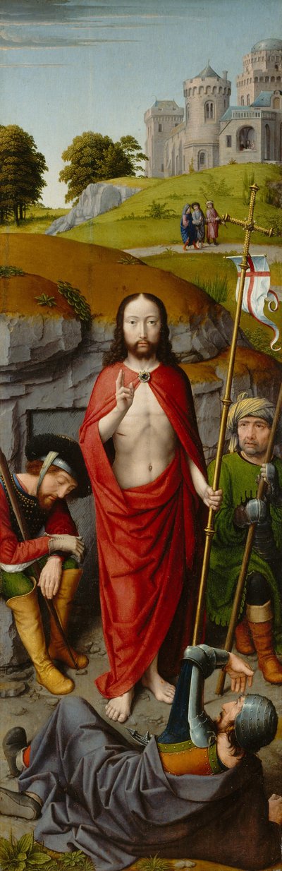 エマオの巡礼者による復活、1510年頃（オーク材のパネルに油彩） 作： Gerard David
