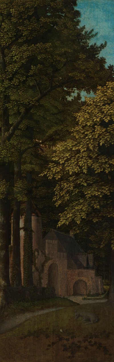 三連祭壇画の外側の左翼、森の眺め、c.1505-c.1515 作： Gerard David