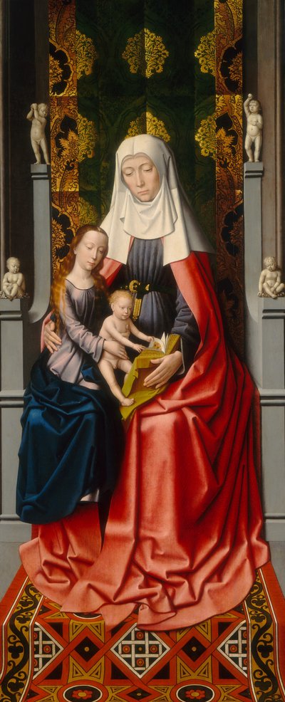 聖アンの祭壇画: 聖アンナと聖母子 [中央のパネル] 作： Gerard David and Workshop