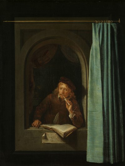 パイプを吸う男 作： Gerrit Dou