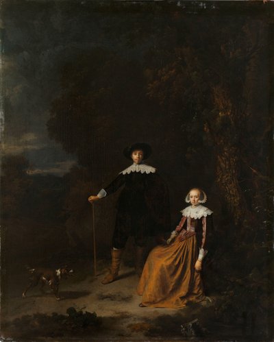 風景の中のカップルの肖像 作： Gerrit Dou