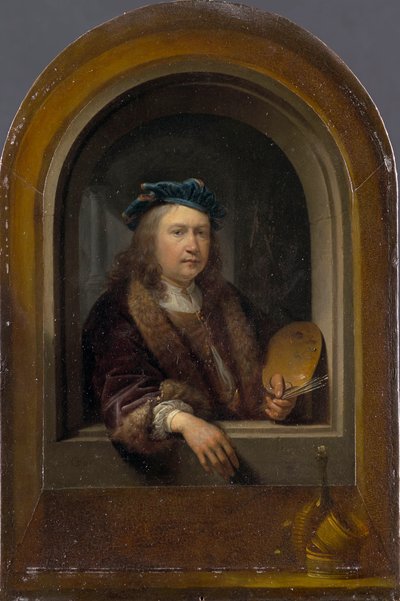 パレット付き自画像c。 1660年。 作： Gerrit Dou