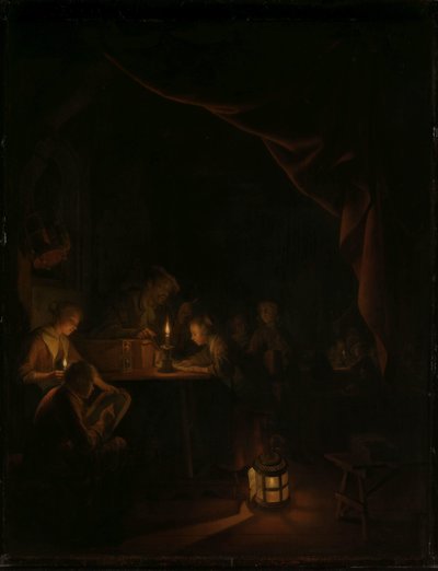 夜の学校 作： Gerrit Dou