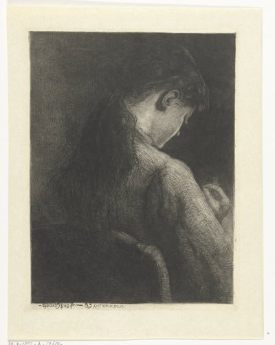 背中から見た座っている女の子 作： Gerard Jan Bos