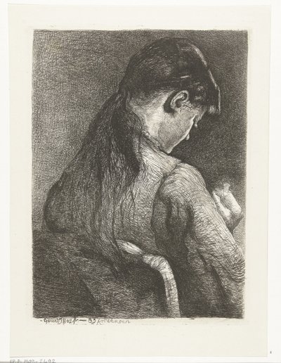 背中から見た座っている女の子 作： Gerard Jan Bos