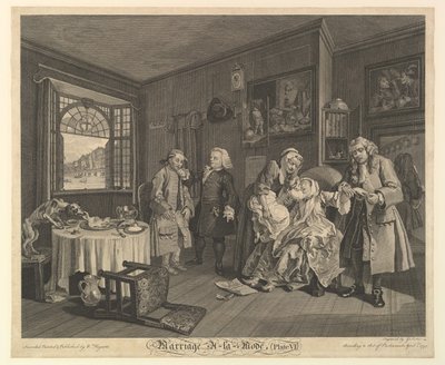 結婚アラモード、プレートVI、1745年4月1日。 作： Gerard Jean Baptiste Scotin