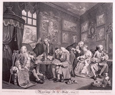 結婚ア・ラ・モード」、1745年、プレートI 作： Gerard Jean Baptiste Scotin