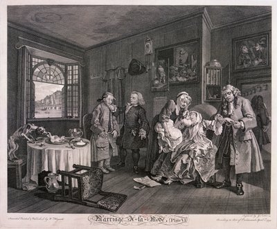 「マリッジ ア ラ モード、プレート VI」、1745 年 作： Gerard Jean Baptiste Scotin