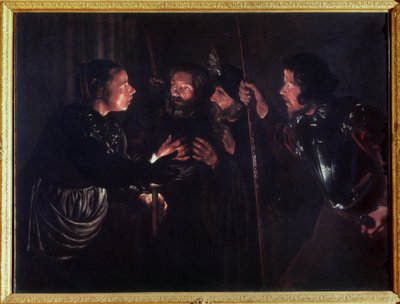 聖ペテロの否定。 Gerard Seghers (1591-1651) による絵画。 キャンバスに油彩 作： Gerard Seghers