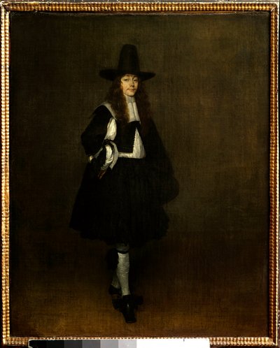 黒ずくめの男の肖像 ジェラール・テル・ボルヒ（1617-1681）の絵画 17世紀 日。0,67x0,53 m パリ、ルーヴル美術館 - 黒衣の男の肖像ジェラール・テル・ボルク（1617-1681年）の絵画 作： Gerard ter Borch