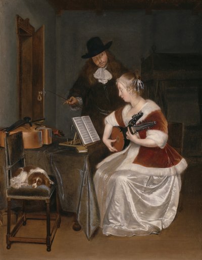 音楽レッスン、c。 1670年。 作： Gerard Terborch II