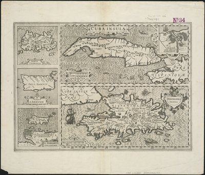 キューバ島;ヒスパニオラ島、ヘンドリックホンディウス、1633年 作： Gerard after Mercator
