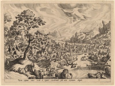 トビアスと魚の腹を下ろす天使 作： Gerard de Jode after Hans Bol