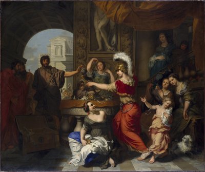 Achille decouvert par Ulysse parmi les filles de Lycomede a Skyros - スカイロス島でリコメデスの娘たちの間でユリシーズに発見されたアキレス、Lairesse, Gerard, de (1640-1711)の作品。キャンバスに油彩。サイズ：150,5x181 cm。ストックホルム国立博物館 作： Gerard de Lairesse