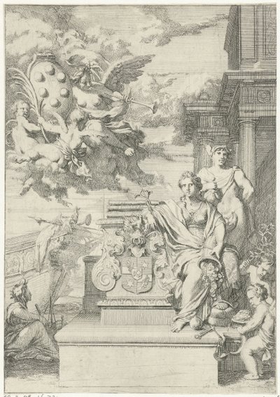 交易の寓話とメディチ家の紋章 作： Gerard de Lairesse