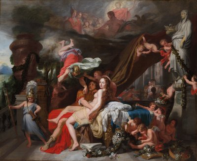 エルメスがカリプソにオデュッセウスの解放を命じるc。 1670。 作： Gerard de Lairesse