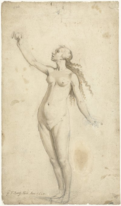 リンゴに手を伸ばすイブ 作： Gerard ter Borch