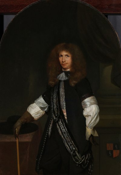 ヤコブ・デ・グラフ (1642-90)。 将校の制服を着て 作： Gerard ter Borch (II) (signed by artist)