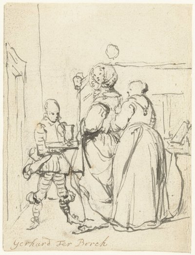 トイレで忙しい女性 作： Gerard ter Borch (II)