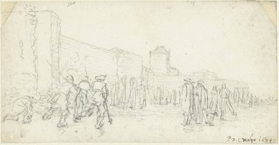 ハールレムの Zijlpoort でのアイス エンターテイメント 作： Gerard ter Borch (II)