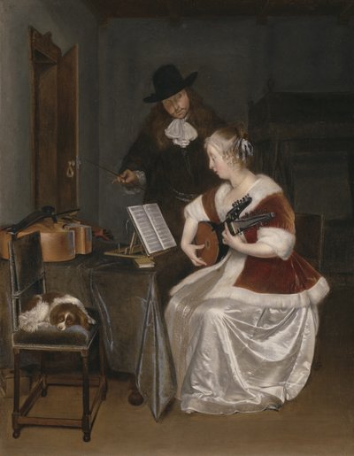 音楽レッスン、1670年頃 作： Gerard ter Borch