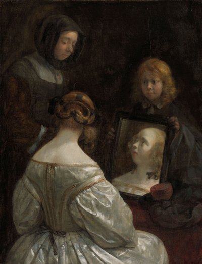 鏡の女c。 1652年 作： Gerard ter Borch