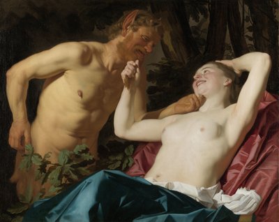 サテュロスとニンフ 作： Gerard van Honthorst (signed by artist)