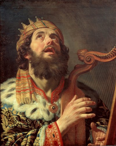 オランダ語：ハープを弾くダビデ王ダビデ王 作： Gerard van Honthorst
