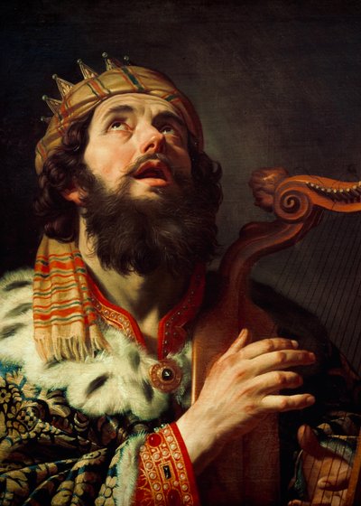 オランダ語：ハープを弾くダビデ王ダビデ王 作： Gerard van Honthorst