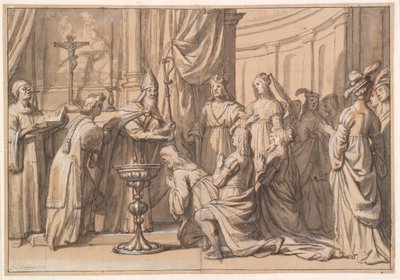 ハロルド・クラックと彼の家族がマインツでバプテスマを受ける 作： Gerard van Honthorst