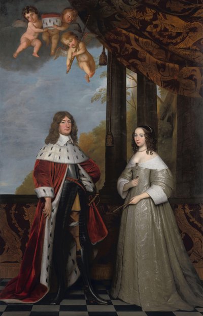ブランデンブルク選帝侯フリードリヒ・ヴィルヘルム (1620-88) とその妻ルイーズ・ヘンリエット (1627-67) オランジュ・ナッソー伯爵夫人の肖像 作： Gerard van Honthorst