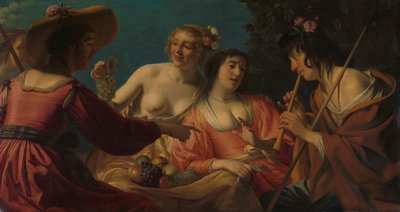 笛を吹く羊飼いと 4 人の羊飼い 笛を吹く羊飼いと4人のニンフ 作： Gerard van Honthorst