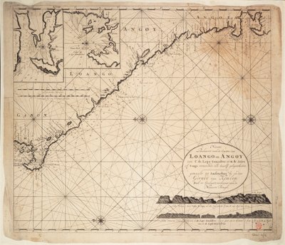 ギニア湾海図、アフリカ、18世紀初頭（エングレーヴィング） 作： Gerard van Keulen