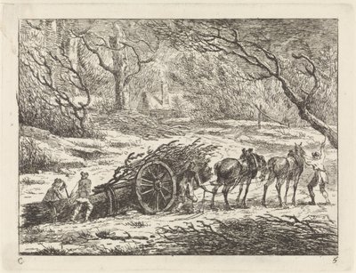 2頭の馬が引く荷車のある風景 風景（シリーズC）（シリーズタイトル） 作： Gerard van Nijmegen