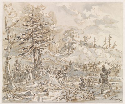 丘陵地帯での騎兵と歩兵の戦闘 作： Gerardus Emaus de Micault